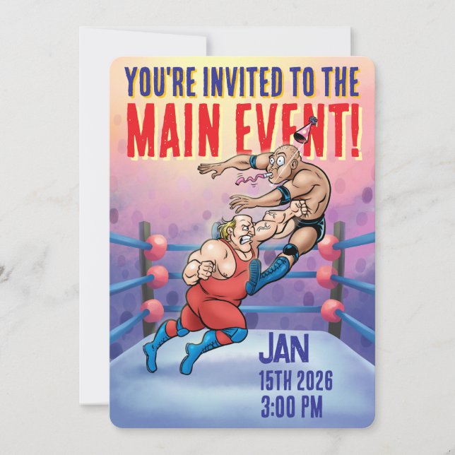 Invitation Pro Wrestling Customizable Birthday Main Event (Devant)