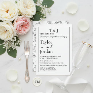 Invitation Product Title Modern Black Floral Moody Minimalist