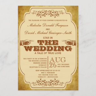 Invitation Production gaie vintage de théâtre de mariage