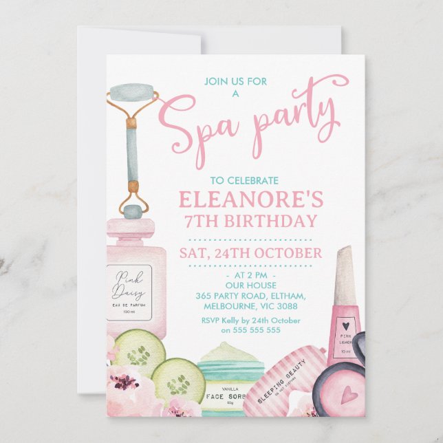 Invitation Produits de beauté Spa Fête Anniversaire Invitatio (Devant)