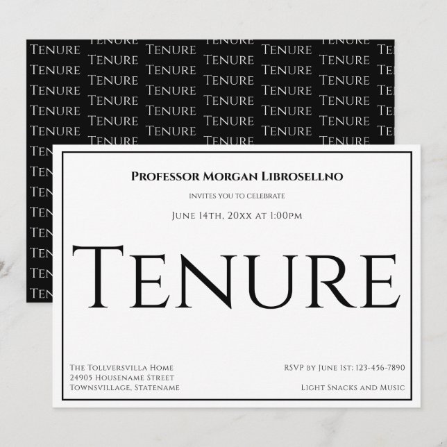 Invitation Professeur White Black (Parti de la titularité aca (Devant / Derrière)