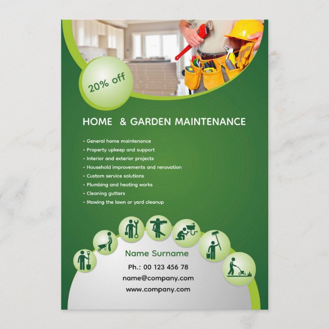 Invitation Professional handyman flyer template  (Devant)