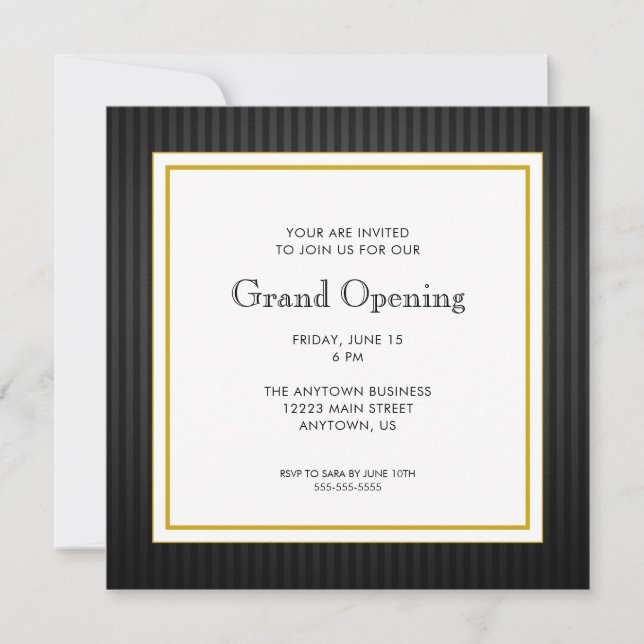 Invitation Professionnel d'ouverture | Noir & Or (Devant)