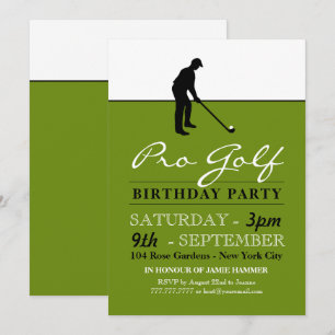 Invitation Professionnel du golf, Silhouette de golf, fête d'