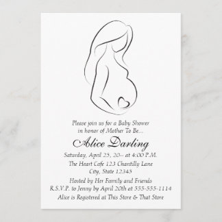 Invitation Profil de femme enceinte Baby shower cardiaque Inv