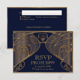 Invitation PROM RSVP, Great Gatsby, or sur marine