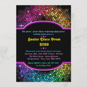 Invitation Prom senior junior, Disco, Style Gatsby, Lumière d
