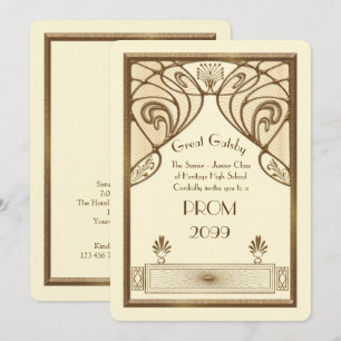 Invitation Prom Senior Junior, Great Gatsby, or, ivoire