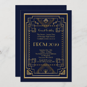Invitation Prom Senior-Junior, Great Gatsby, or, marine
