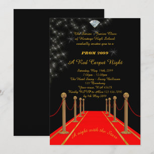 Invitation Prom Senior Junior, style Gatsby, nuit sur tapis r