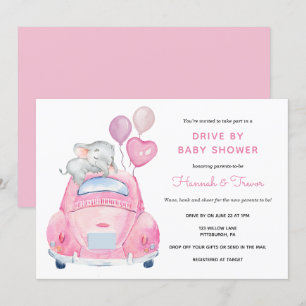 Invitation Promenade Elephant Par Bébé Fille Douche