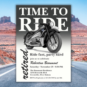 Invitation Promenade en moto classique grise Fête de retraite