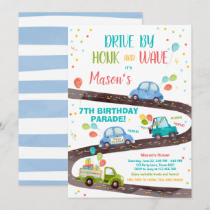 Invitation Promenade par Anniversaire Parade Party Blue Drive