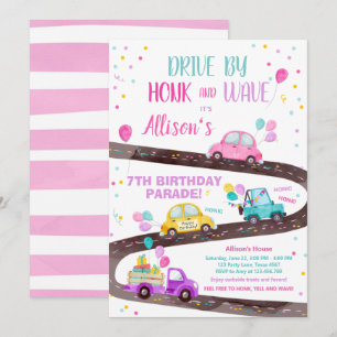 Invitation Promenade Par Anniversaire Parade Party Pink Drive