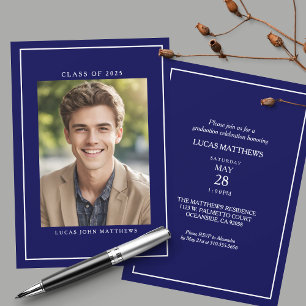 Invitation Promotion 2026 Bleu Marine Classique Photo de Fin 