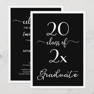 Invitation Promotion 2026 Chic Noir Blanc Fête de remise des