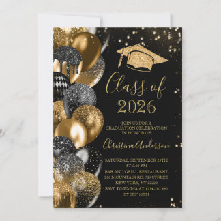 Invitation Promotion 2026 Élégant paillettes dorées remise de