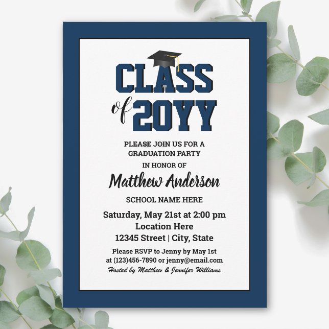 Invitation Promotion 2026 Élégante Remise de diplômes Bleu ma (Créateur téléchargé)