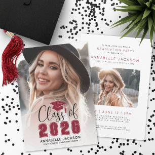 Invitation Promotion 2026 Photo de remise des diplômes en rou