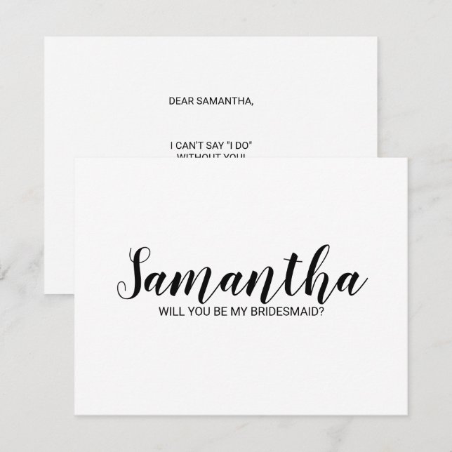 Invitation Proposition Bridesmaid | Script moderne (Devant / Derrière)