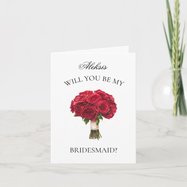 Invitation Proposition d'aide-ménagère Red Roses Bouquet (Devant)