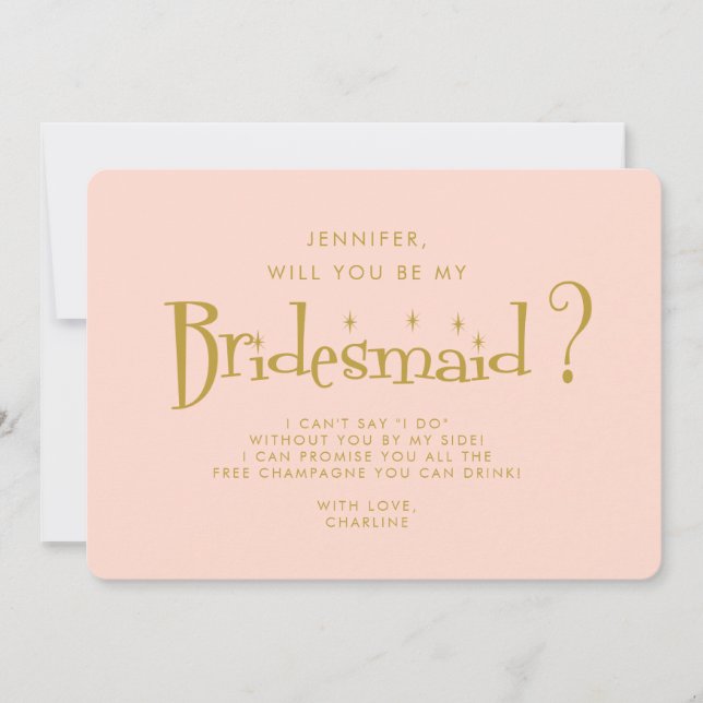 Invitation Proposition d'aide-ménagère Retro Pink & Gold (Devant)