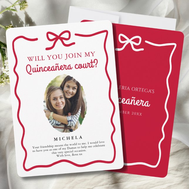 Invitation Proposition de cortège de Quinceañera nœud rouge (Créateur téléchargé)