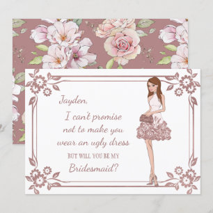 Invitation Proposition de femme d'honneur Glam personnalisée