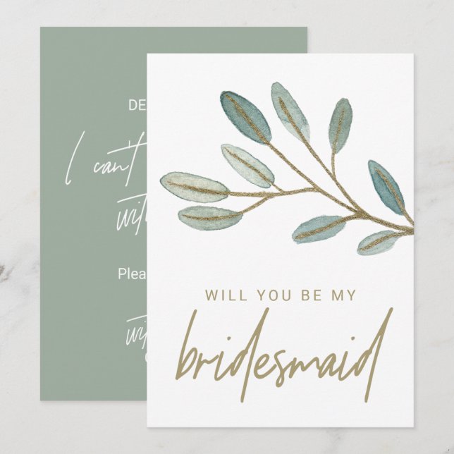 Invitation Proposition d'Eucalyptus veiné en or (Devant / Derrière)