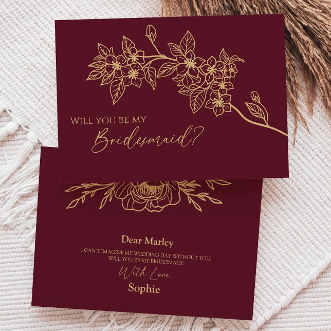 Invitation Proposition du Mariage Bridesmaid de Bourgogne Gol (Créateur téléchargé)