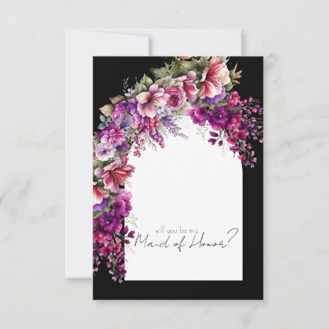 Invitation Proposition du parti marié Fuchsia Lavender Floral (Devant)