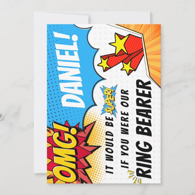 Invitation Proposition du porteur de bague - Thème Superhero (Devant)
