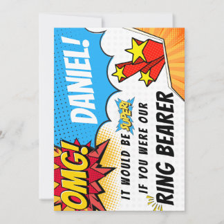 Invitation Proposition du porteur de bague - Thème Superhero