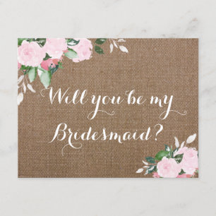 Invitation Proposition d'une servante d'État Burlap Pink Peon