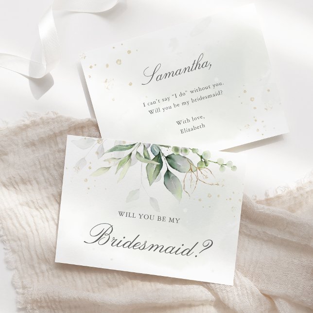 Invitation Proposition Élégante d'Eucalyptus Green Bridesmaid (Créateur téléchargé)
