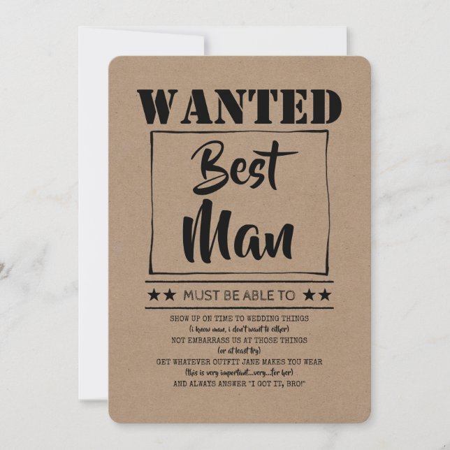 Invitation Proposition Fun Best Man Groomsman (Devant)