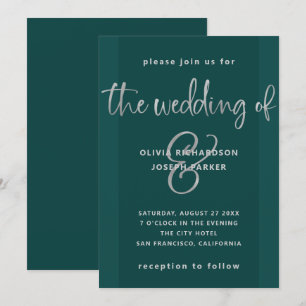 Invitation Proposition moderne Mariage Emerald Green et Silv