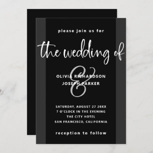Invitation Proposition moderne   Mariage noir et blanc