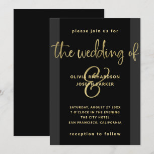 Invitation Proposition moderne  Mariage noir et or