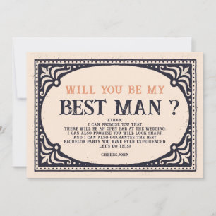 Invitation Proposition Retro Vintage Best Man