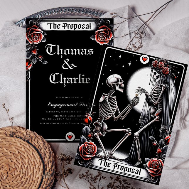 Invitation Proposition Tarot Gothique Floral Engagement Party (Créateur téléchargé)