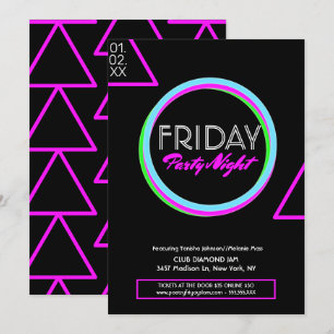 Invitation Propre Neon Night Club Circulaire promotionnelle