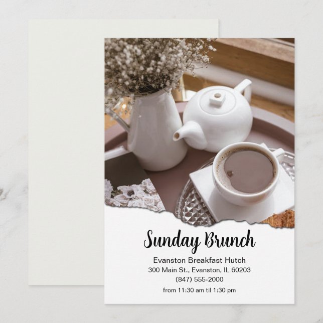 Invitation prospectus du restaurant brunch (Devant / Derrière)