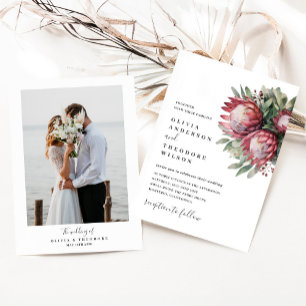 Invitation Protea Florale Aquarelle Bohème Botanique Autochto
