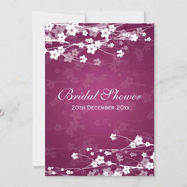 Invitation Prune élégante de fleurs de cerisier de Fête de la (Devant)