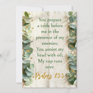 Invitation Psaume 23:5 Verset biblique, Floral Eucalyptus Jud