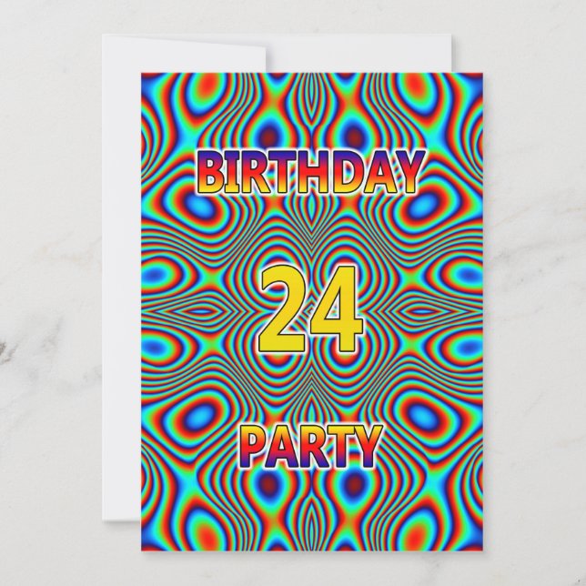 Invitation Psychédélique 24ème anniversaire de fête Invitatio (Devant)