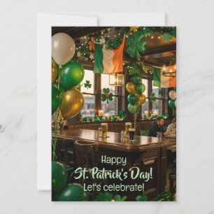 Invitation Pub irlandais prêt pour la fête de la Saint-Patric