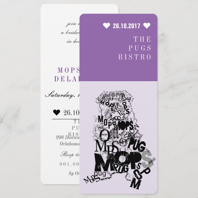 Invitation Pug (Devant / Derrière)
