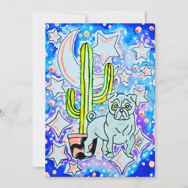 Invitation Pug & Cactus (Devant)
